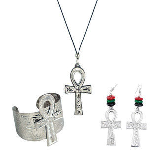 Silver Ankh Jewelry Set